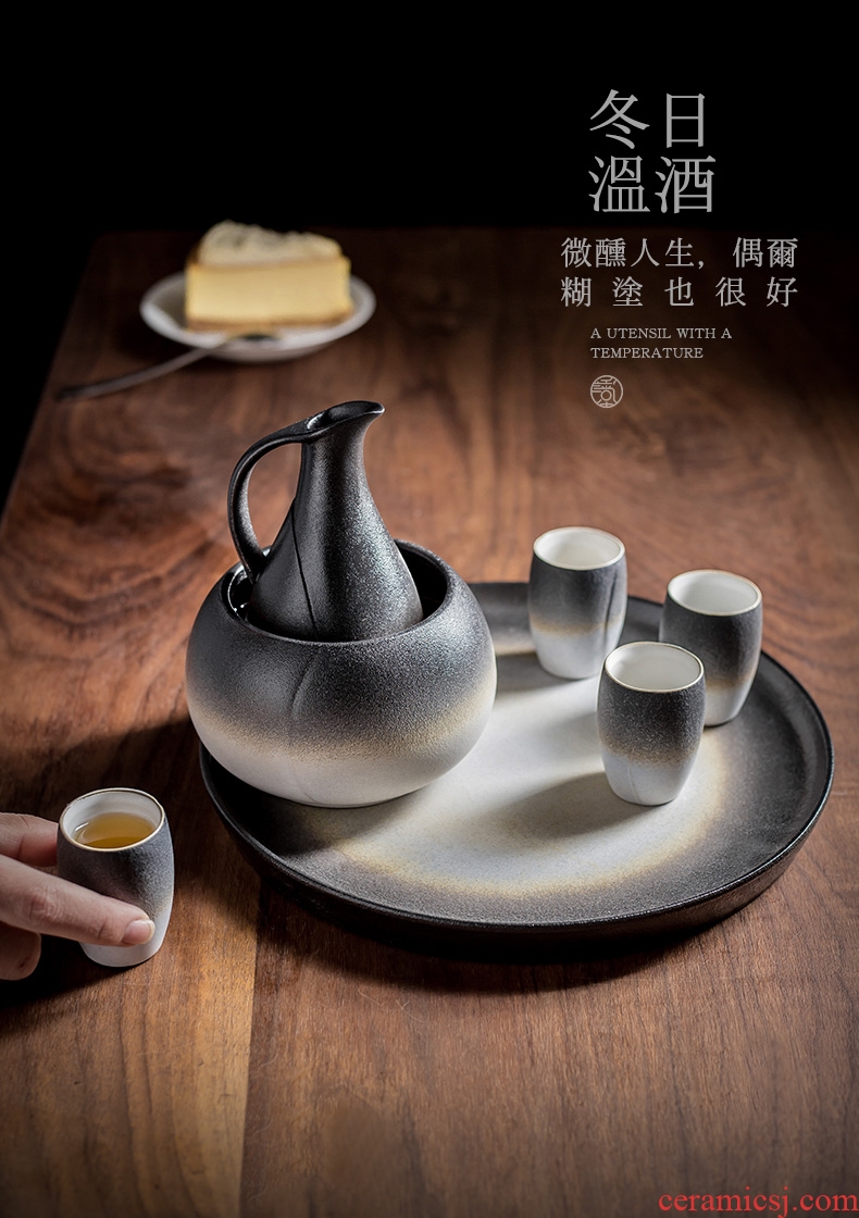 And hall And the line temperature wine wine home cooked rice wine liquor temperature ceramics hip flask glass suits for Japanese