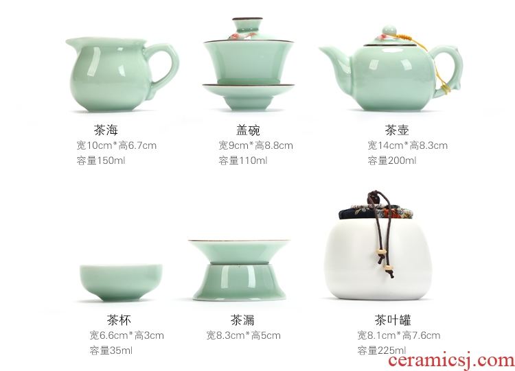 Travel kung fu tea set suit Japanese crack a pot of four four people outdoor portable package household ceramic cups