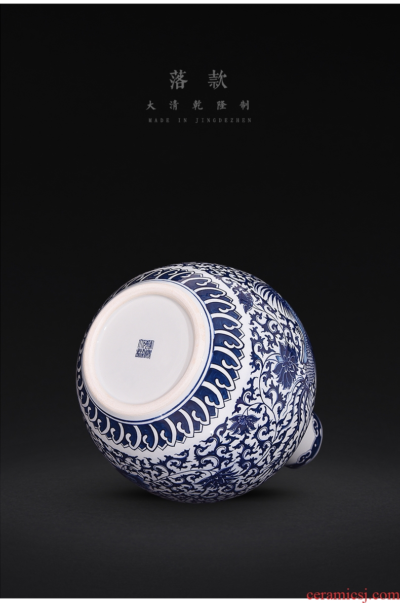 Jingdezhen ceramics ink lottery landscape family big vases, new Chinese style furnishing articles flower arrangement sitting room adornment handicraft - 584439670766