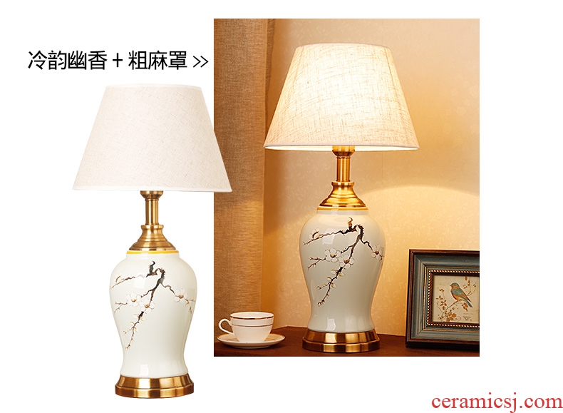 New Chinese style ceramic desk lamp classical home sitting room bedroom study bedroom adornment wedding carried this bedside lamp