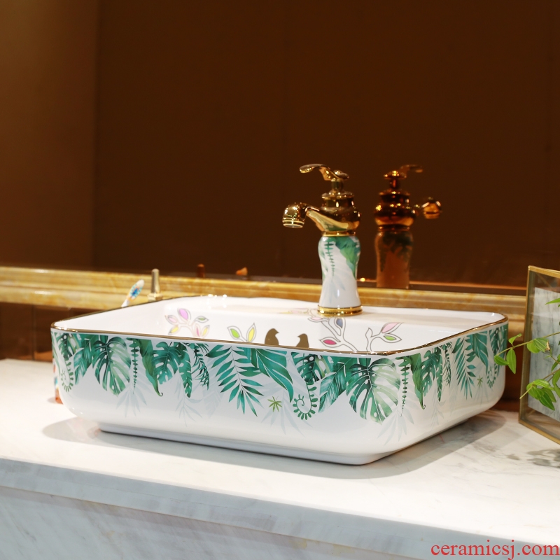 Basin of northern Europe on rectangular lavabo home for wash Basin, art ceramic lavatory Basin Basin of the balcony