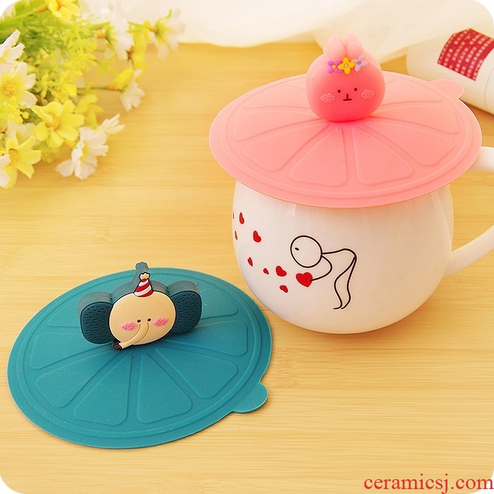 F cartoon food-grade silicone cup cover sealed vacuum cup cover general dustproof ceramic glass lid
