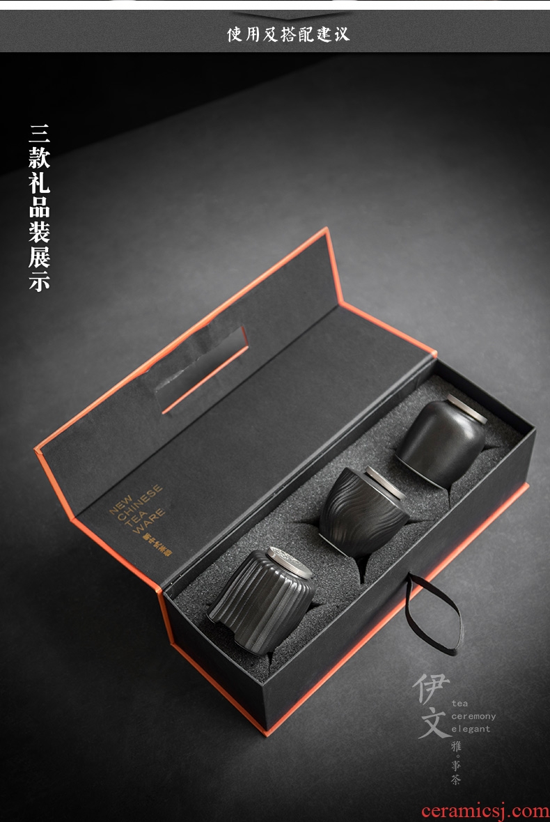 Evan ceramic portable caddy fixings household retro kung fu tea set mini ceramic seal pot tea storage tanks