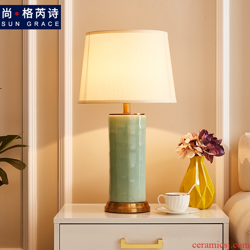 Contracted and I bedroom Nordic bedside lamp light key-2 luxury home decoration to the hotel villa example room ceramic table lamps and lanterns