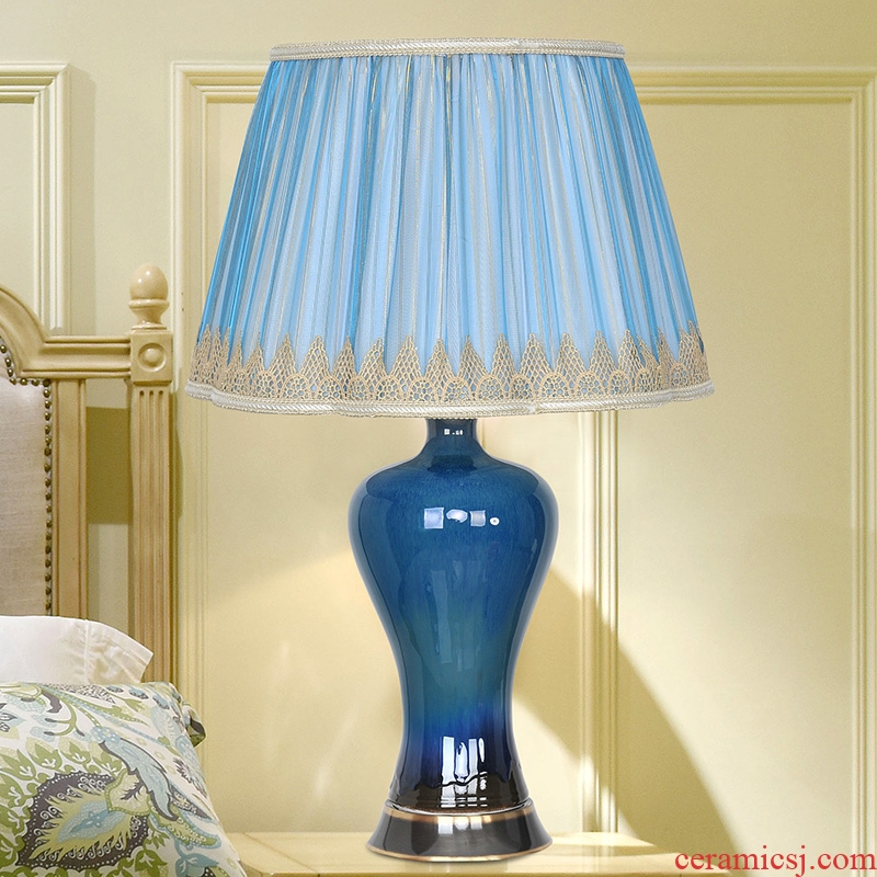 American contracted ceramic desk lamp light LED bedroom berth lamp sitting room study creative key-2 luxury decoration lamp T296