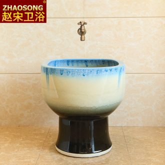 Balcony square ceramic toilet bowl washing mop pool household mop mop pool size small mop slot