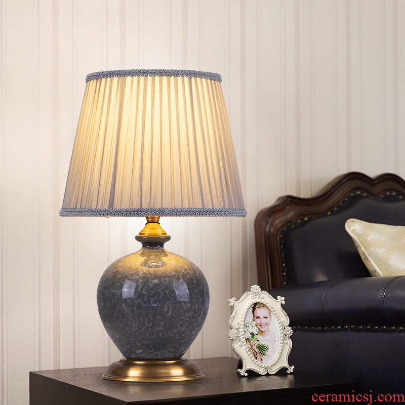 American I and contracted small desk lamp ceramic decoration art full copper designer lamps and lanterns of the sitting room the bedroom of the head of a bed