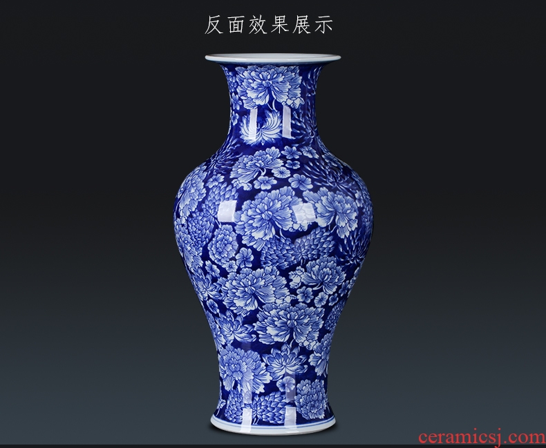 I and contracted flower vase of blue and white porcelain jingdezhen ceramics decoration furnishing articles household porcelain decoration in the sitting room