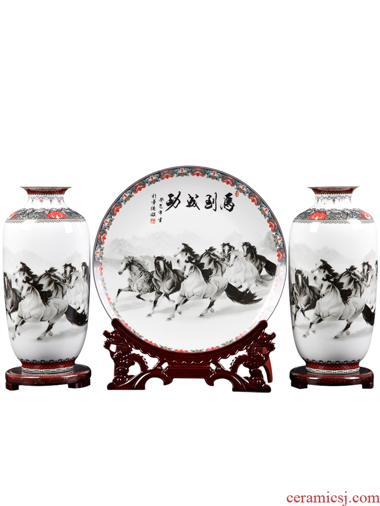 Jingdezhen ceramic furnishing articles three - piece vase household act the role ofing is tasted flower arranging office of I and contracted sitting room adornment
