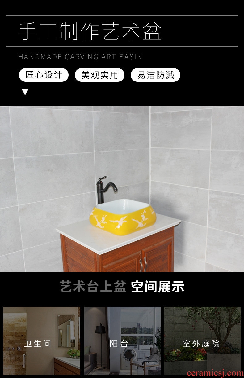 Square, European art ceramic trumpet stage basin basin sink basin bathroom sinks for wash one household