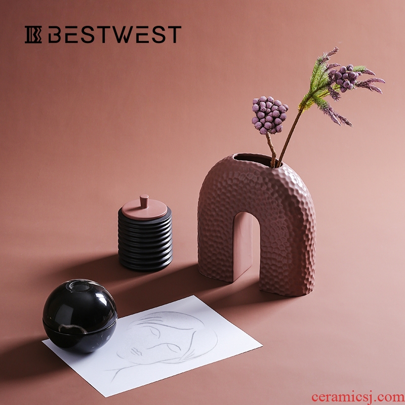 BEST creative ceramic vase WEST arch soft light decoration key-2 luxury furnishing articles sitting room put vase is the mock up room
