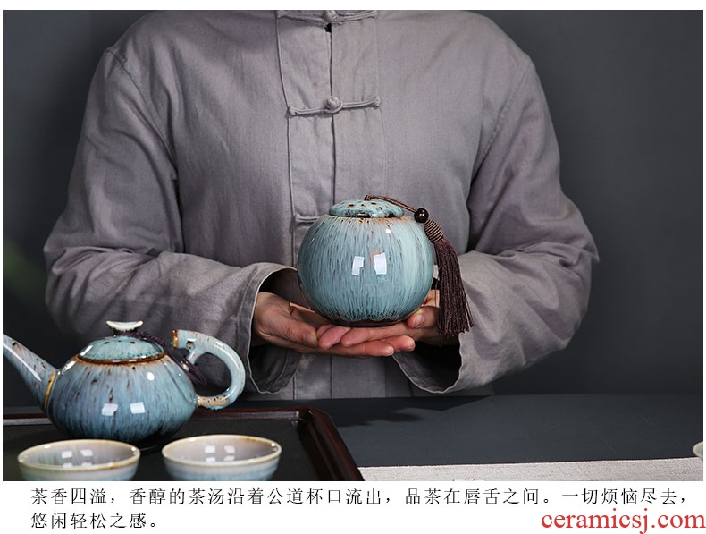 Auspicious edge caddy red glaze ceramic small seal POTS stored pu-erh tea pot home portable tea boxes