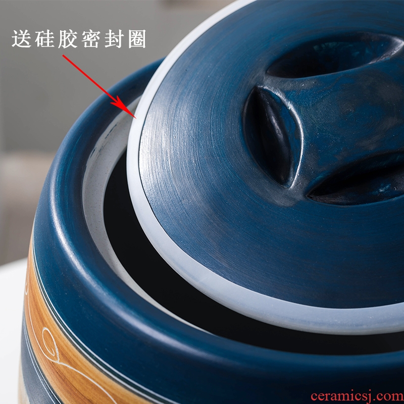 Jingdezhen ceramic barrel household small 10 jins m jar with cover sealed container insect-resistant tank storage bins installed ricer box