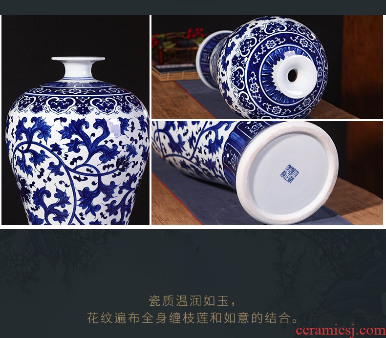 Restore ancient ways the ground ceramic big vase high dry flower arranging flowers sitting room jingdezhen ceramic ornaments furnishing articles pottery coarse pottery - 587005840998