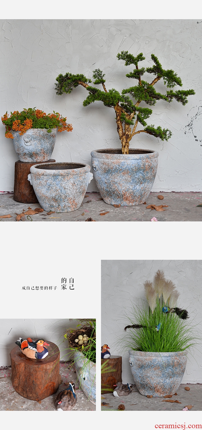 Better sealed up with jingdezhen ceramic antique nine big vase pastel peach tree furnishing articles rich ancient frame decoration - 598805199369