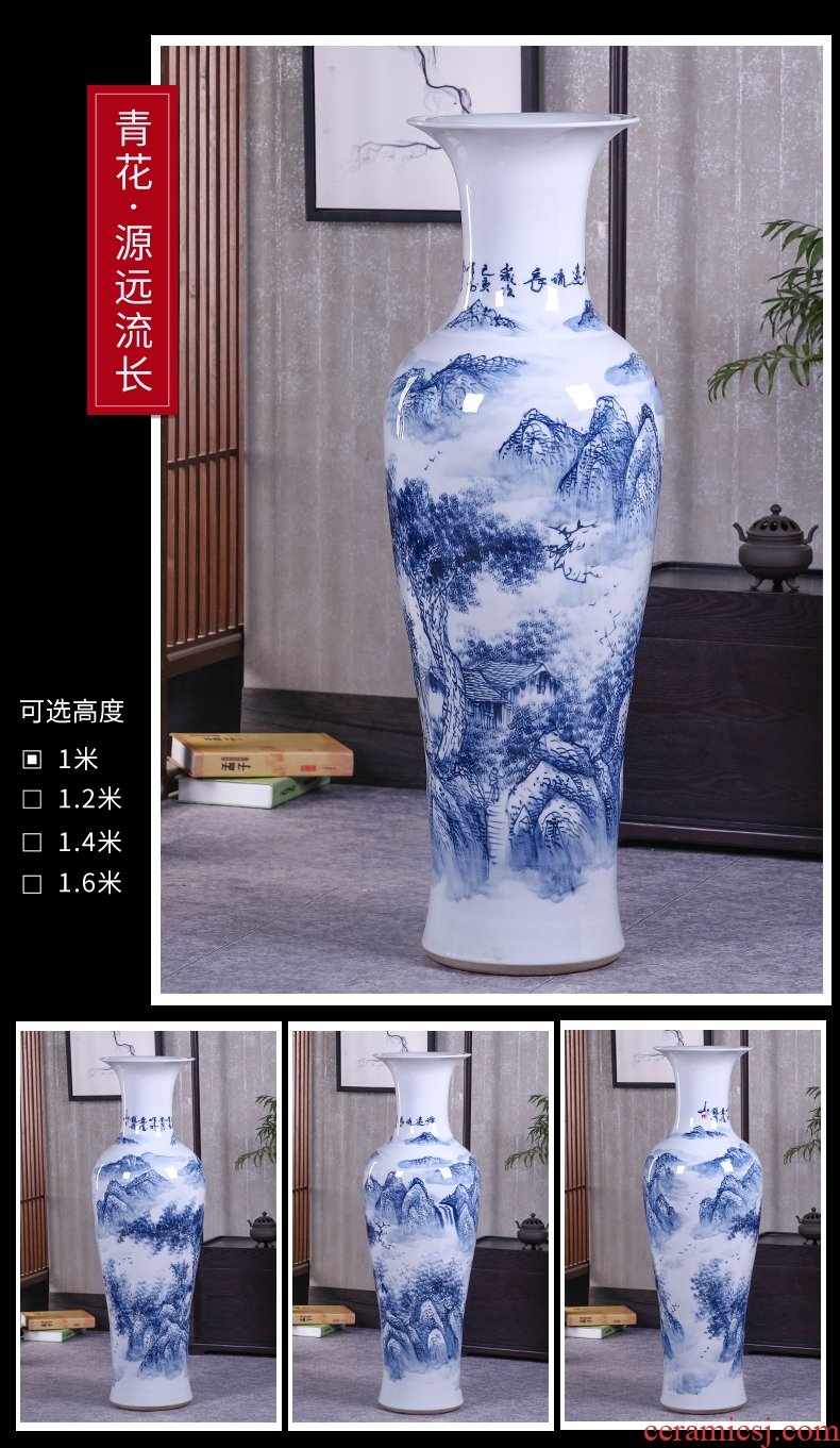 Jingdezhen ceramics antique vase furnishing articles sitting room flower arranging Chinese style classical large rich ancient frame home decoration - 606278438231