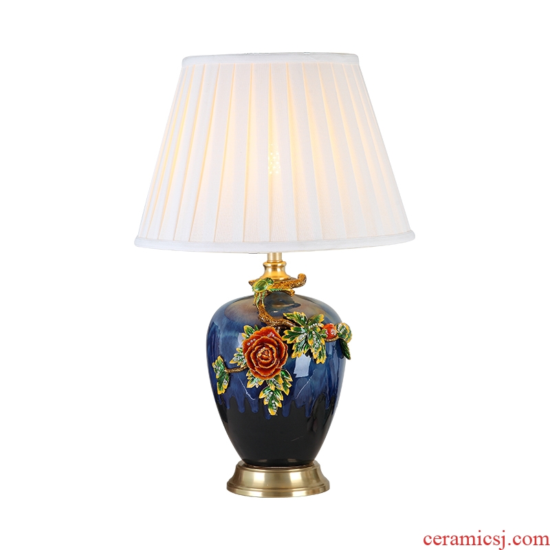 Cartel European American key-2 luxury colored enamel lamp creative living room full of bedroom the head of a bed copper ceramic lamp act the role ofing villa