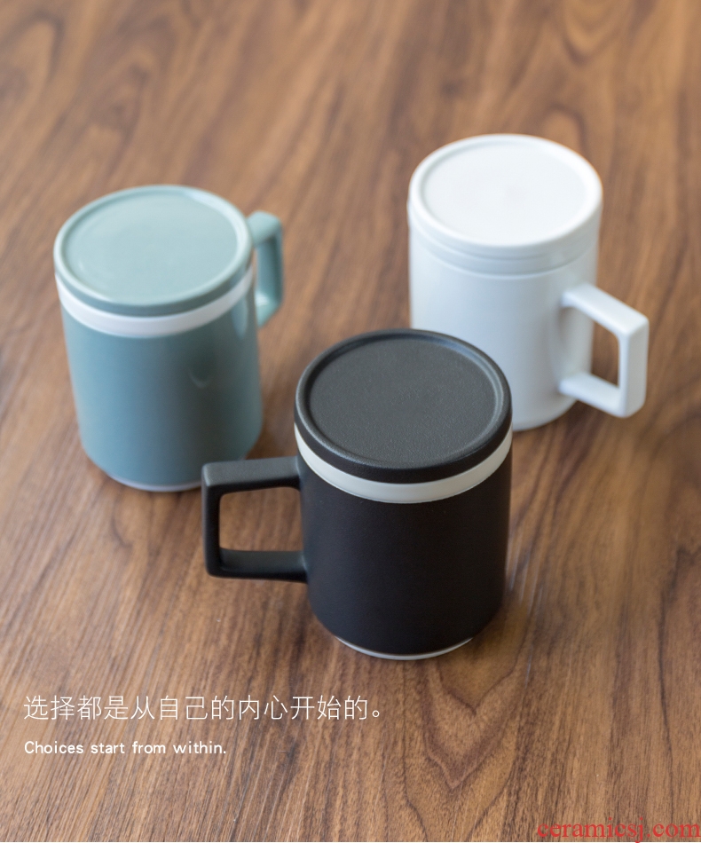 Ceramic tea cup with lid office tea set household drinking water keller gift boxes to customize logo filter separator