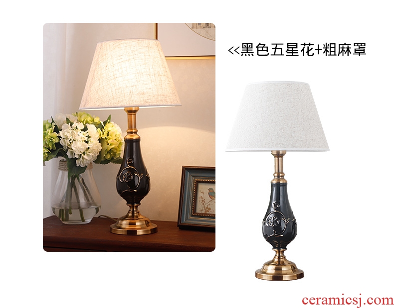 Ceramic lamp towns the sitting room is the study of new Chinese style of bedroom the head of a bed bedside lamp decoration American European sweet got connected
