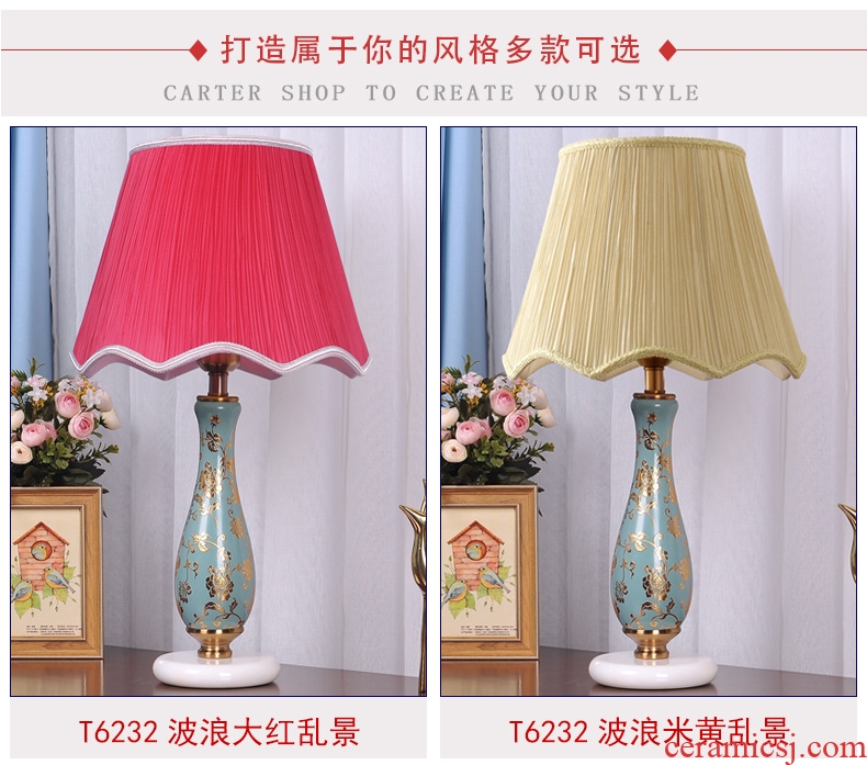 American ceramic contracted and I move of bedroom the head of a bed lamp warm romantic marriage room decoration creative study dimmer