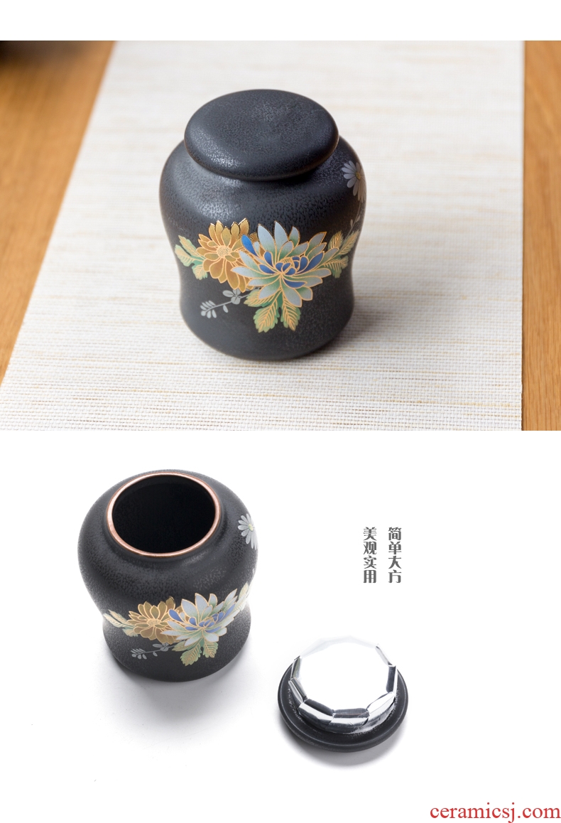 Ceramic kung fu tea caddy fixings seal home tea box of goods can of pu 'er tea pot mini POTS