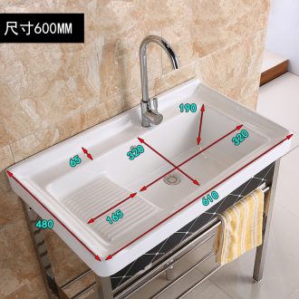 Ceramic wash tub with rub garment board the balcony laundry ChiChao deep wide basin of stainless steel stent washing sink