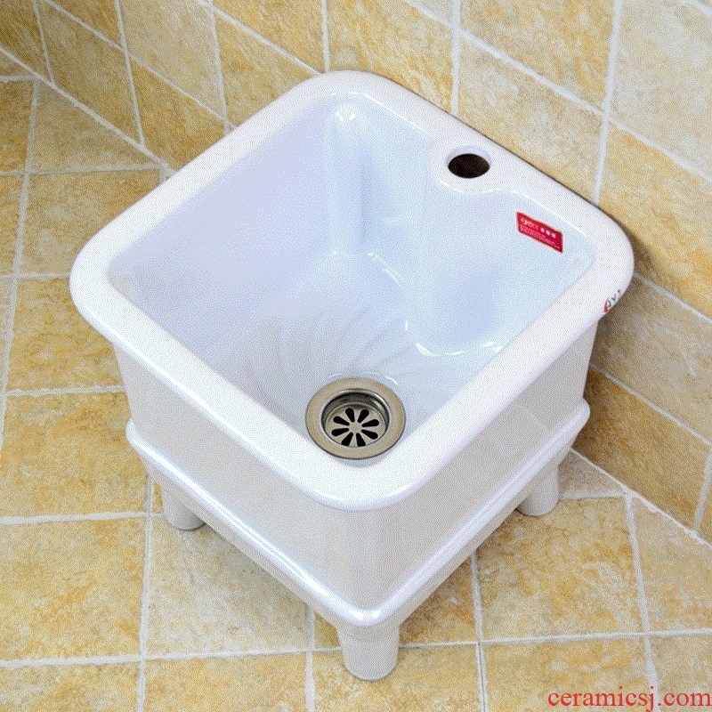 Automatic mop basin ceramic dual drive mop sink with faucet hole rotating drop one mop pier