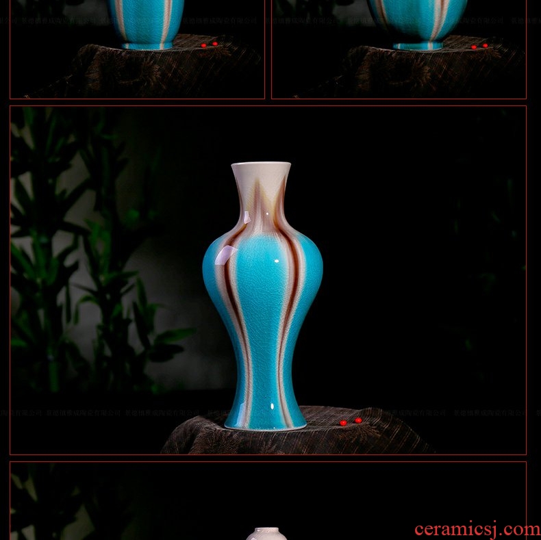 Continuous grain color glaze up porcelain vase when modern ShangBing crack glaze up vase furnishing articles flowers home