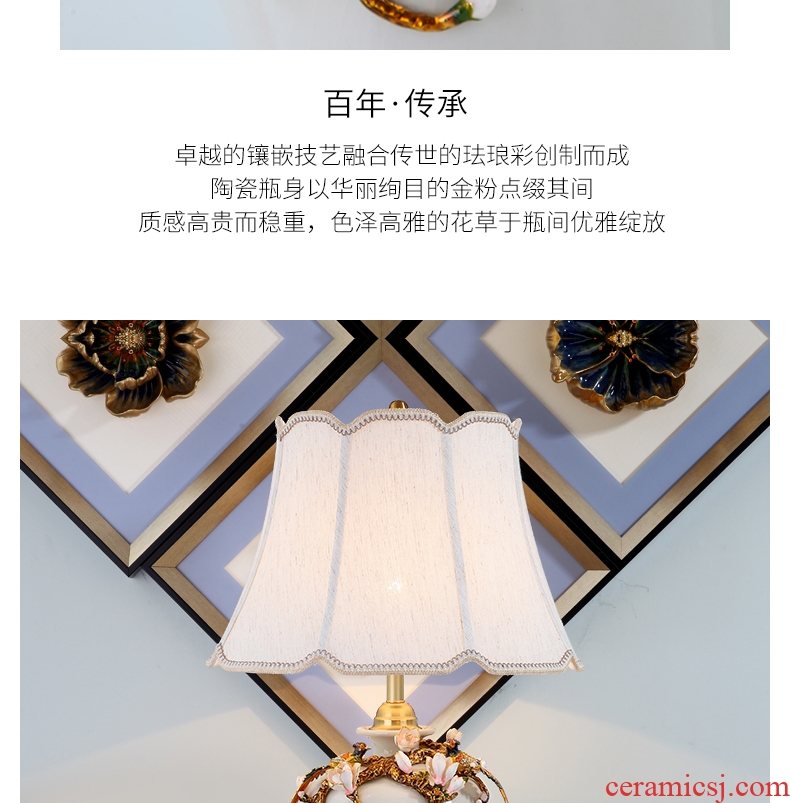 All copper ceramic desk lamp colored enamel type luxurious sitting room high-end villa study lighting lamps and lanterns of bedroom the head of a bed