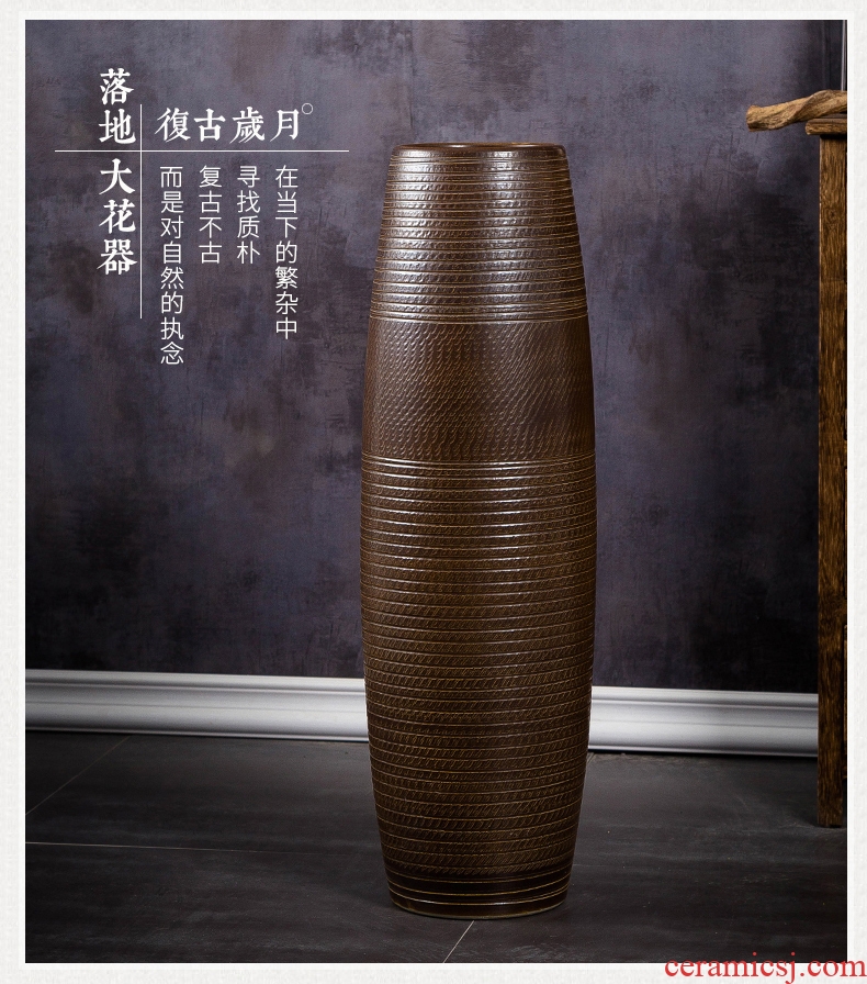 New Chinese style household act the role ofing is tasted grey wood grain ceramic vase furnishing articles large pot flowers, flower arranging furnishing articles sitting room - 594907447269