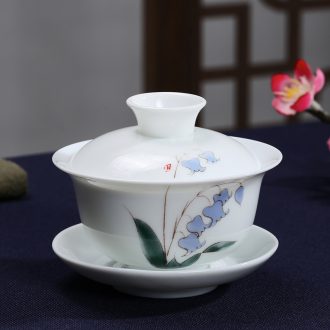 St up his hand - made tureen ceramic cups kung fu tea set home tea bowl white porcelain to bowl three tureen