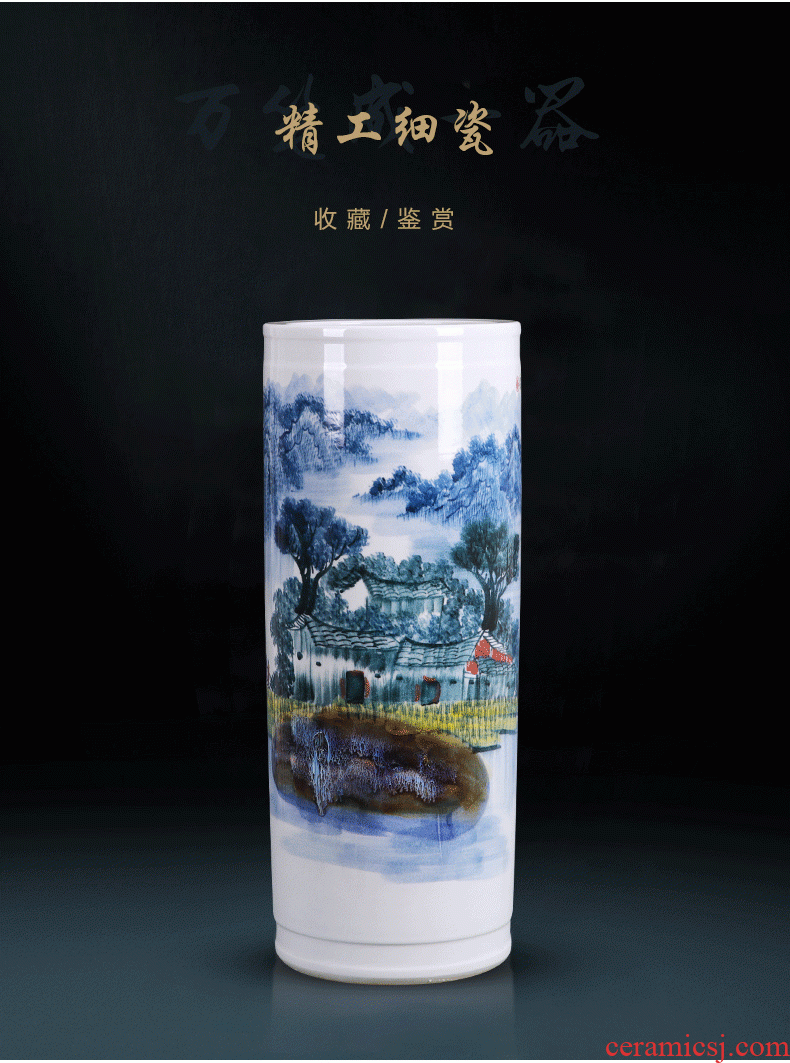 Jingdezhen ceramic of large vases, antique hand - made famille rose blooming flowers, goddess of mercy bottle of large vase - 591909522275