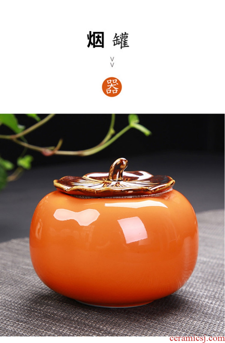 Ceramic ashtray with cover household ashtray gift - giving gifts creative move windproof office persimmon ashtray