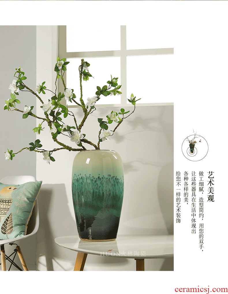 Jingdezhen ceramics vase study landscape painting and calligraphy tube scroll landing big office decoration furnishing articles - 597326763790