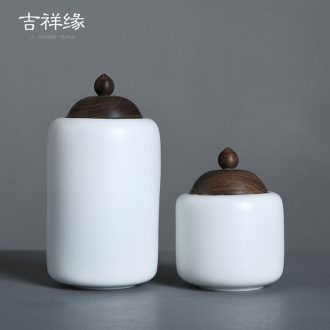 Auspicious caddy fixings ceramic white small portable sealed tank lid ebony receives red POTS of household