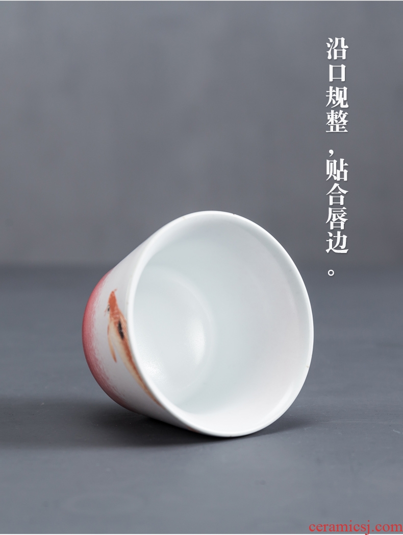 Kung fu tea set single cup sample tea cup individual household ceramics cup bowl kiln built master cup carp cup gift box