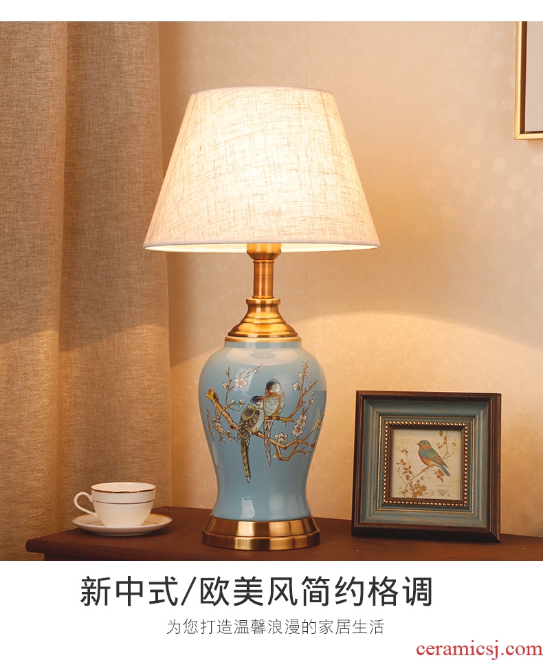 New Chinese style ceramic desk lamp classical home sitting room bedroom study bedroom adornment wedding carried this bedside lamp