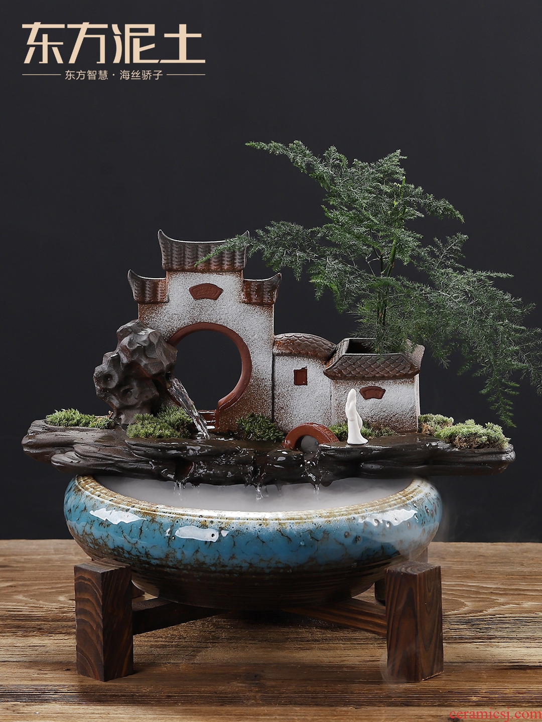 Oriental clay ceramic feng shui plutus furnishing articles household indoor TV ark sitting room aquarium water humidification ornaments