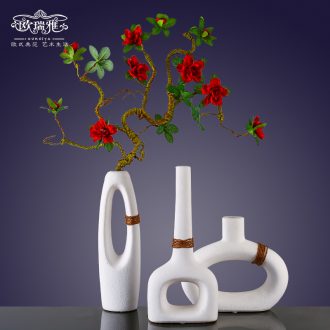 I and contracted ceramic flower vase continental creative living room white dried flowers, American home furnishing articles