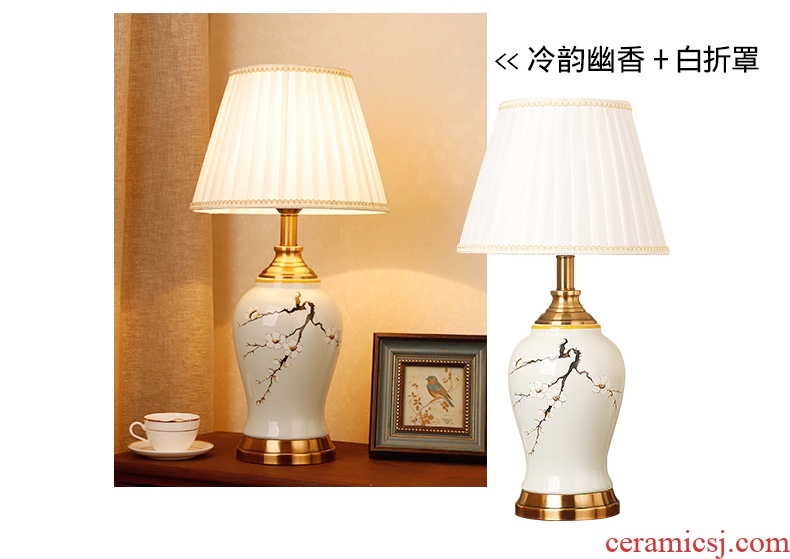 New Chinese style ceramic desk lamp classical home sitting room bedroom study bedroom adornment wedding carried this bedside lamp