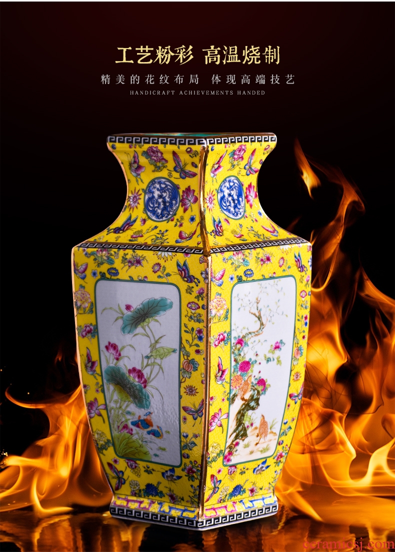 Jingdezhen ceramics imitation qing qianlong Chinese dried flowers sitting room porch home decoration craft vase furnishing articles