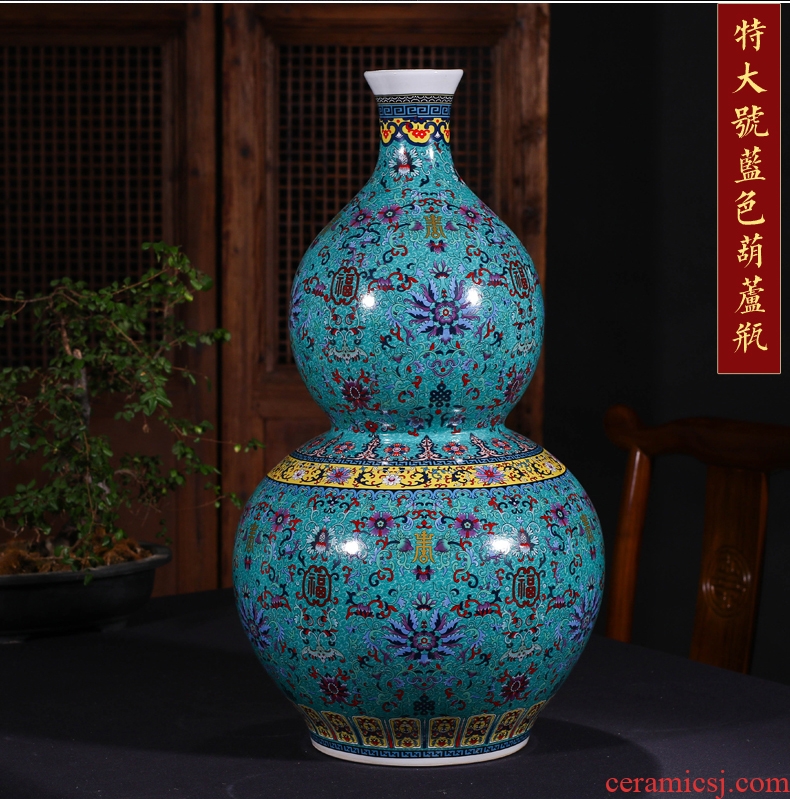 Jingdezhen ceramic hand - made pastel ensemble of large vase home sitting room hotel Chinese large - sized furnishing articles - 603469334956