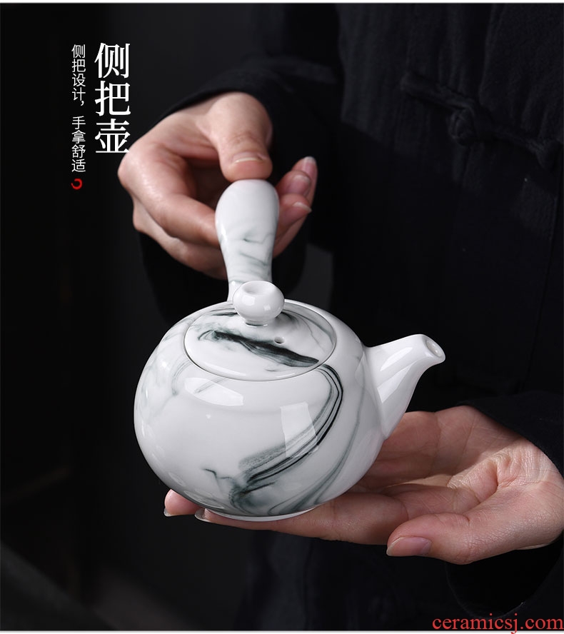 Tao blessing ink zen ceramic tea set household ink kung fu tea teapot teacup tea bag mail