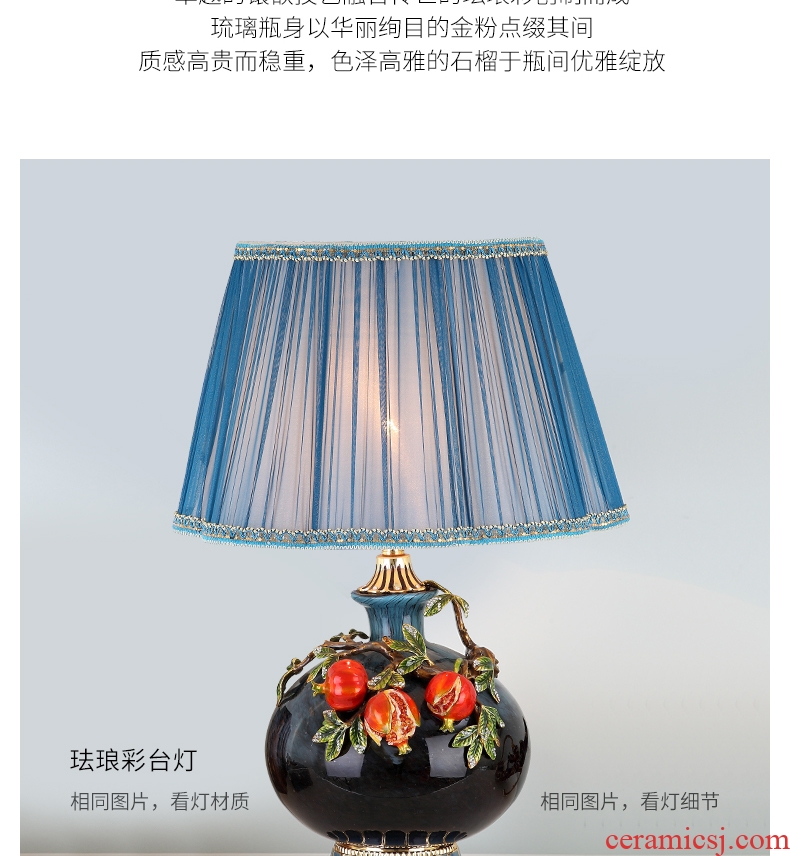 New Chinese style living room colored enamel porcelain lamp American luxury european-style creative villa lighting lamps and lanterns of bedroom the head of a bed