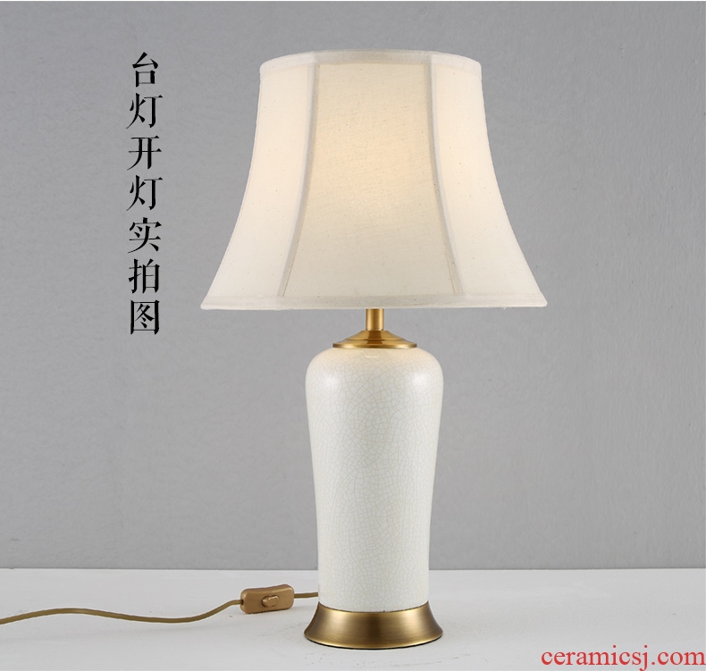 American desk lamp ceramic decoration art designer I and contracted pure color full copper lamps and lanterns of the sitting room the bedroom of the head of a bed