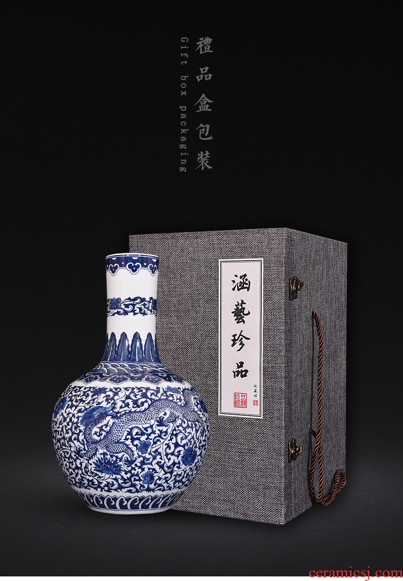 Jingdezhen ceramics ink lottery landscape family big vases, new Chinese style furnishing articles flower arrangement sitting room adornment handicraft - 584439670766