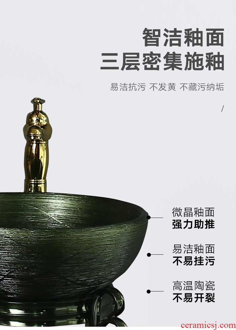 Ceramic glaze pillar pillar type lavatory basin art sink one floor type basin pillar type basin