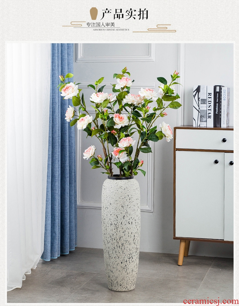Large ceramic vase light key-2 luxury ground hotel villa living room the dried flower arranging furnishing articles retro nostalgia pottery decoration - 588161472215