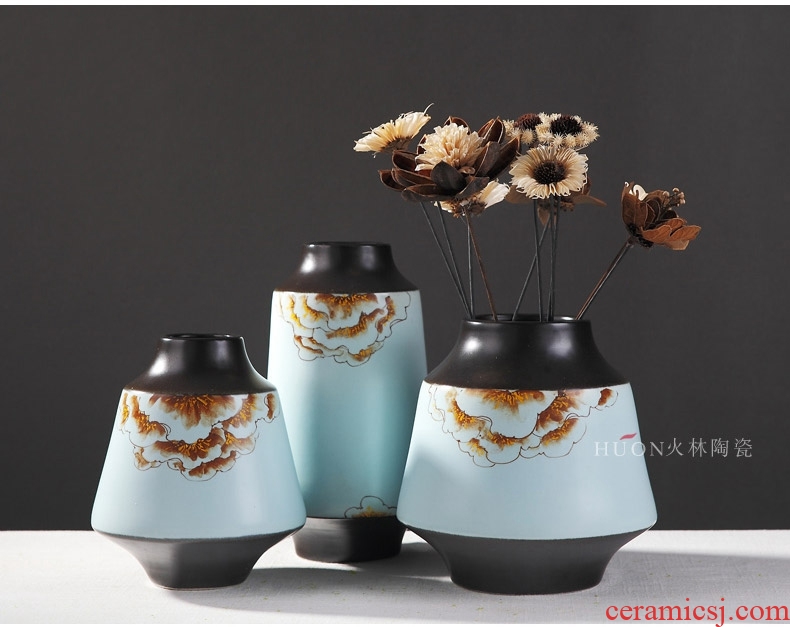 New Chinese style ceramic vase vase furnishing articles Chinese flower arranging dried flowers I and contracted sitting room adornment TV ark