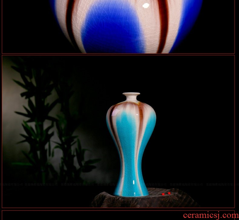 Continuous grain color glaze up porcelain vase when modern ShangBing crack glaze up vase furnishing articles flowers home